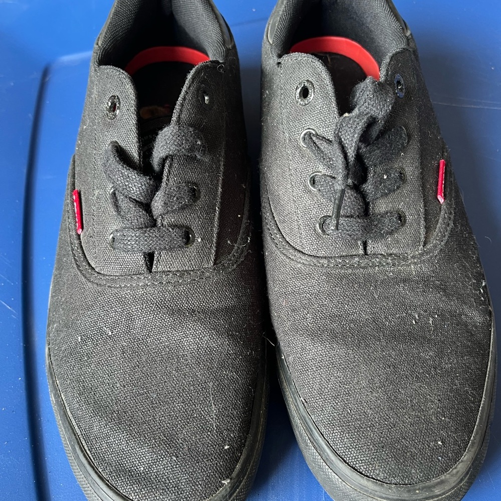 Levi's Black Canvas Sneakers with Red Accents